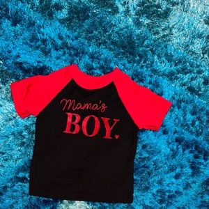 Red and black 2T Mama’s Boy shirt